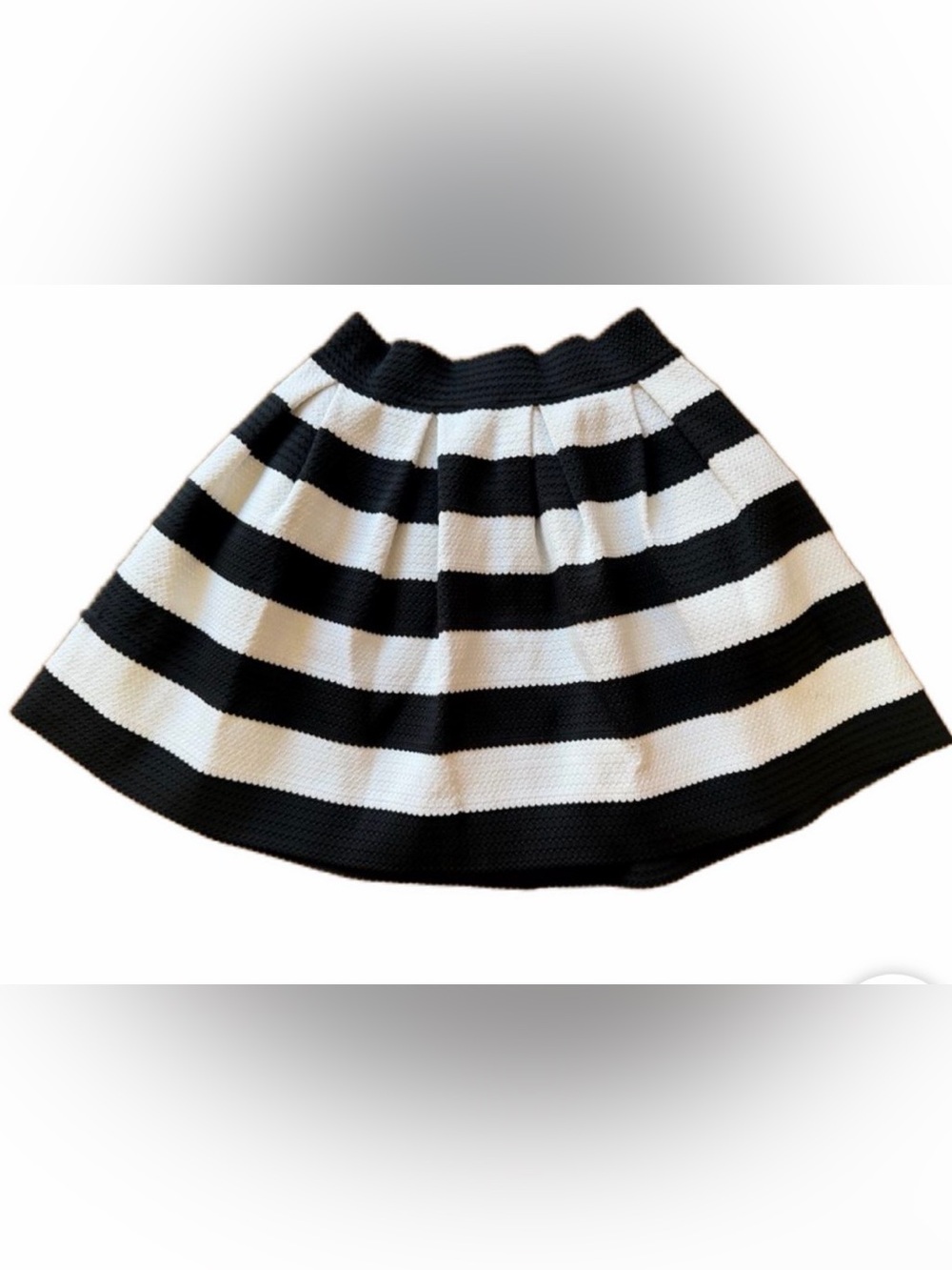 Express Black and White Striped Skater Skirt